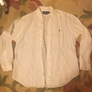 Ralph Lauren White linen button down shirt